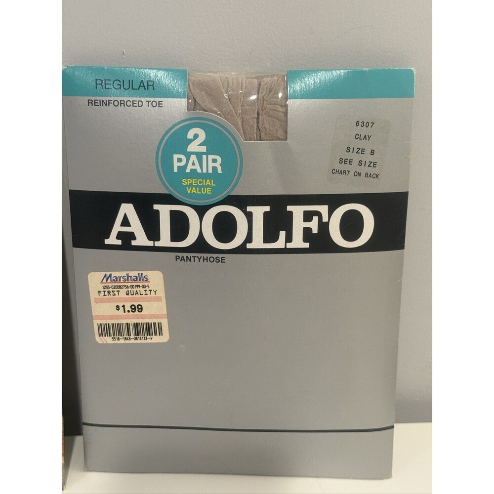 Adolfo Pantyhose 6307 Women's Size B Clay Reinforced Toe 2 Pairs